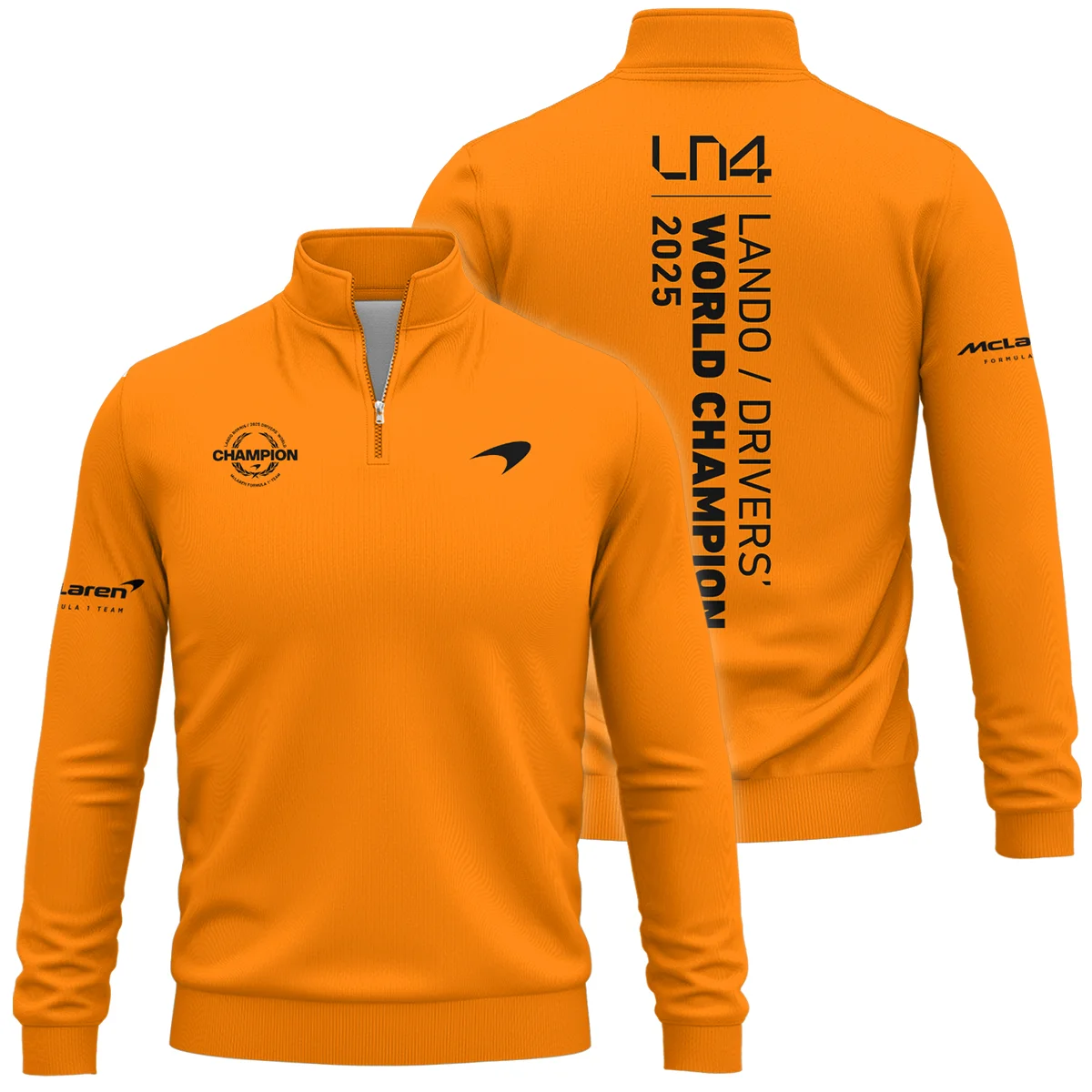 Lando Norris 2025 Drivers’ World Champion McLaren F1 Team Quarter-Zip Sweatshirt Unisex Motorsport Apparel BLVALN051225A4QZS