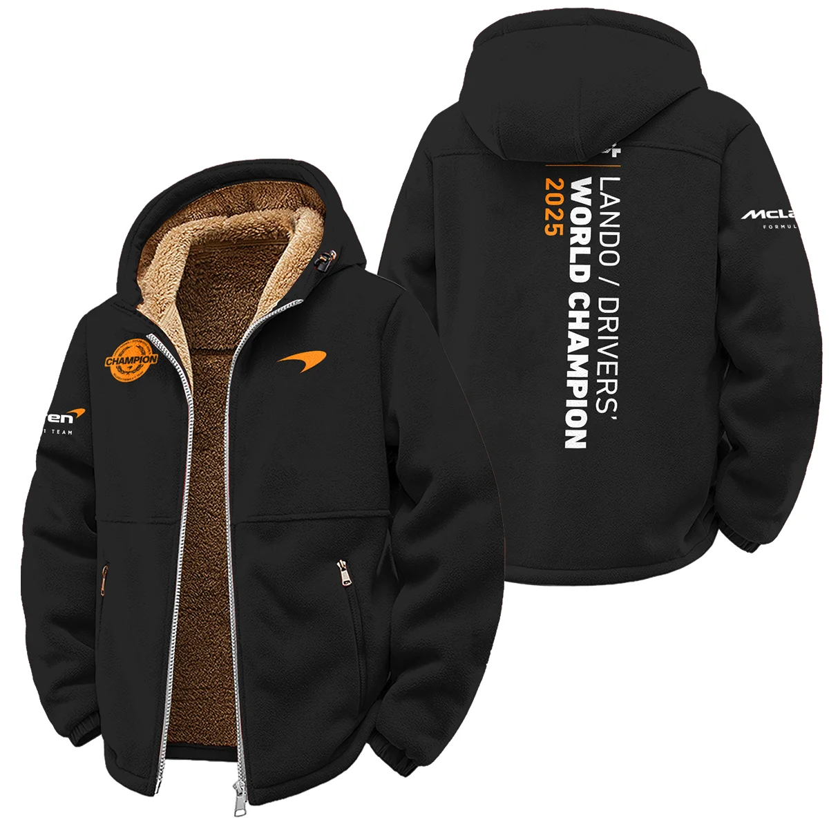 Lando Norris 2025 Drivers’ World Champion McLaren F1 Team Winter Fleece Jacket Unisex Motorsport Apparel BLVALN051225A3WFJ