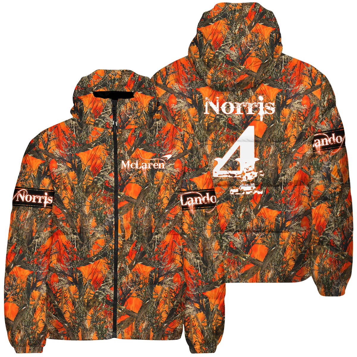 Lando Norris Hunting Camo McLaren F1 Down & Puffer Jackets Unisex Motorsport Apparel BLNR2825A1HCJ
