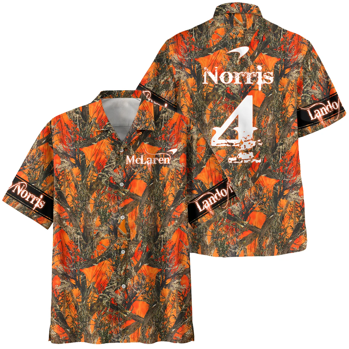 Lando Norris Hunting Camo McLaren F1 Hawaiian Shirt Unisex Motorsport Apparel BLNR2825A1HW