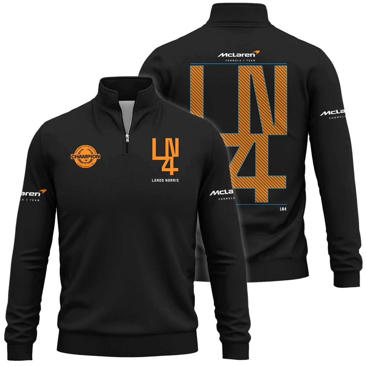 Lando Norris LN4 World Champion McLaren F1 Team Quarter-Zip Sweatshirt Unisex Motorsport Apparel BLVALN051225A8QZS