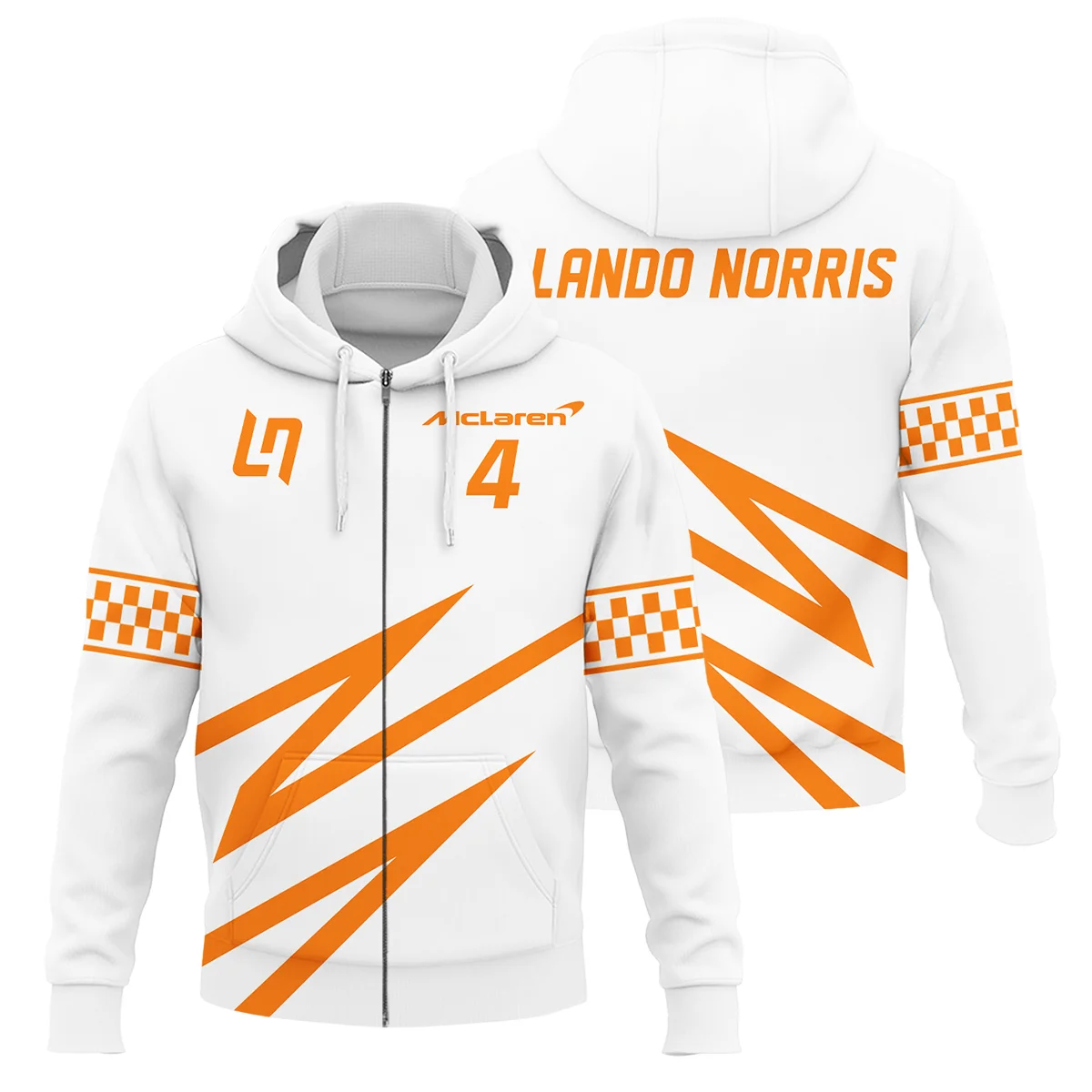 Lando Norris McLaren F1 Logo Zipper Hoodie Unisex Motorsport Apparel BLMCL10425A4ZHD