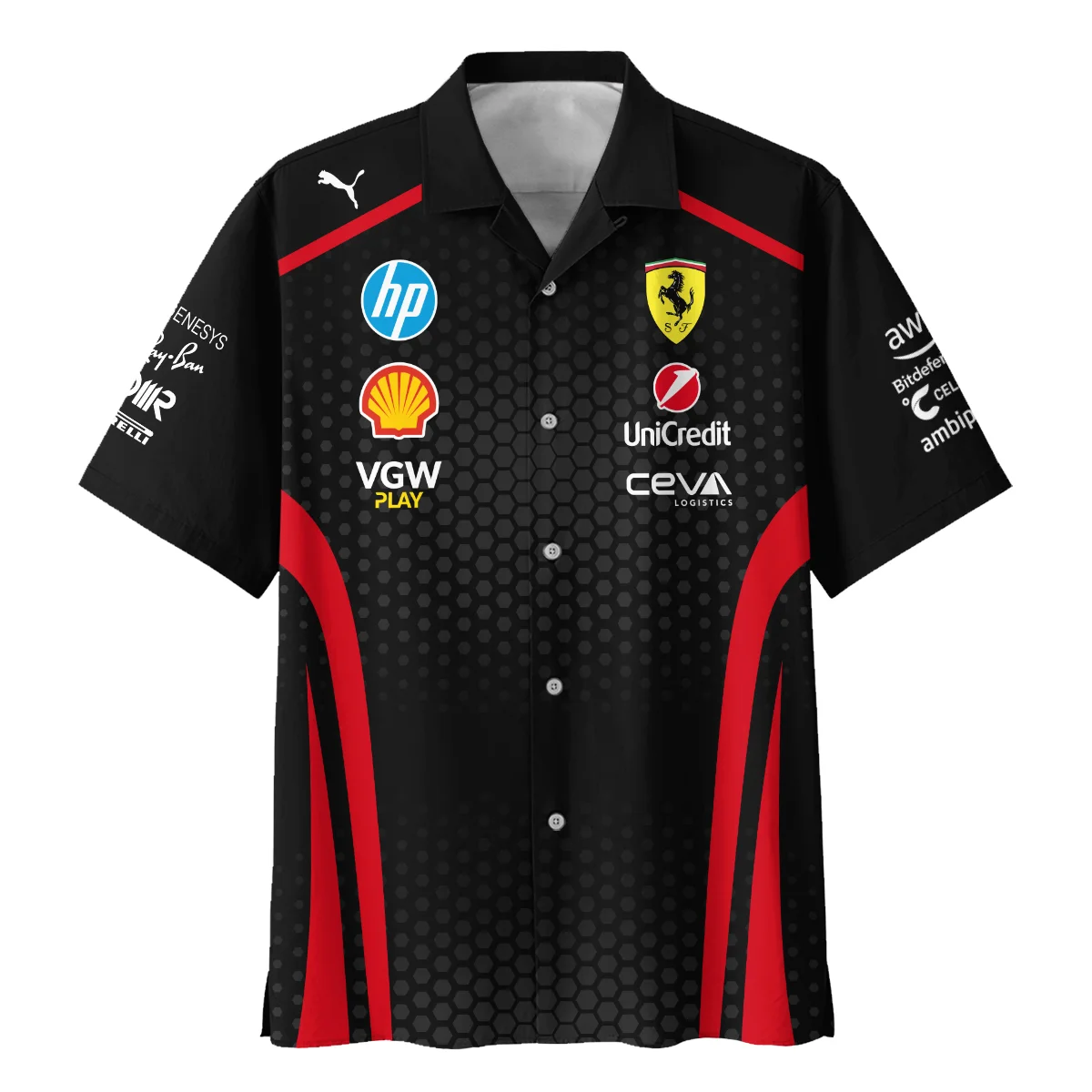 Alternative view of Limited Edition Lewis Hamilton Ferrari F1 Team - Hawaiian Shirt BLH281025A1HW