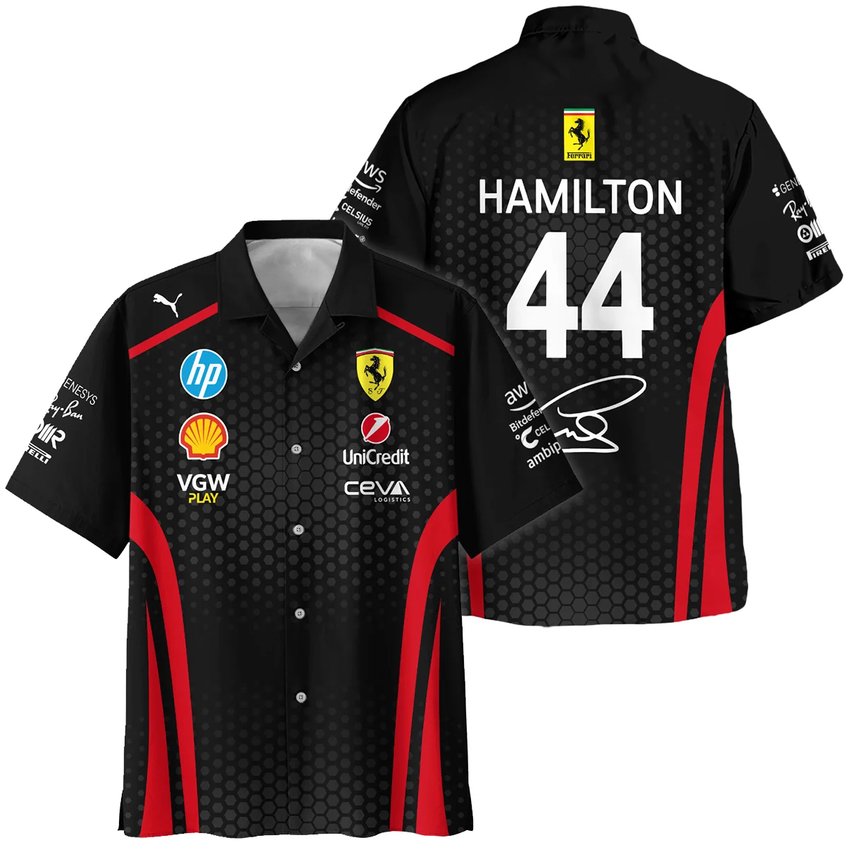 Limited Edition Lewis Hamilton Ferrari F1 Team - Hawaiian Shirt BLH281025A1HW