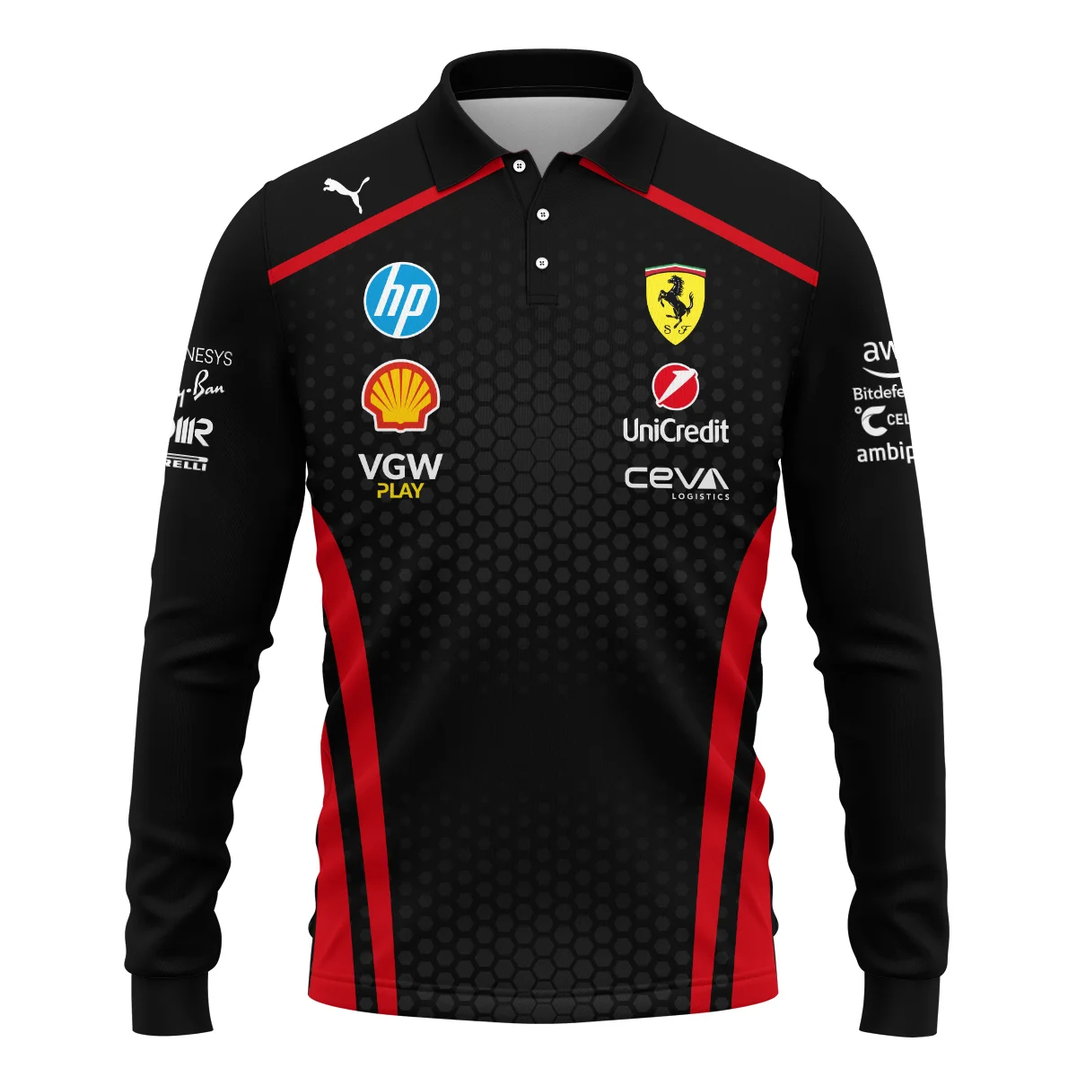 Alternative view of Limited Edition Lewis Hamilton Ferrari F1 Team - Long Polo Shirt BLH281025A1LPL