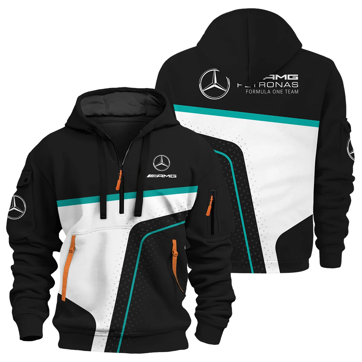 Limited Edition Mercedes-AMG Petronas F1 Logo Hoodie Half Zip BLMER6525A53HZ