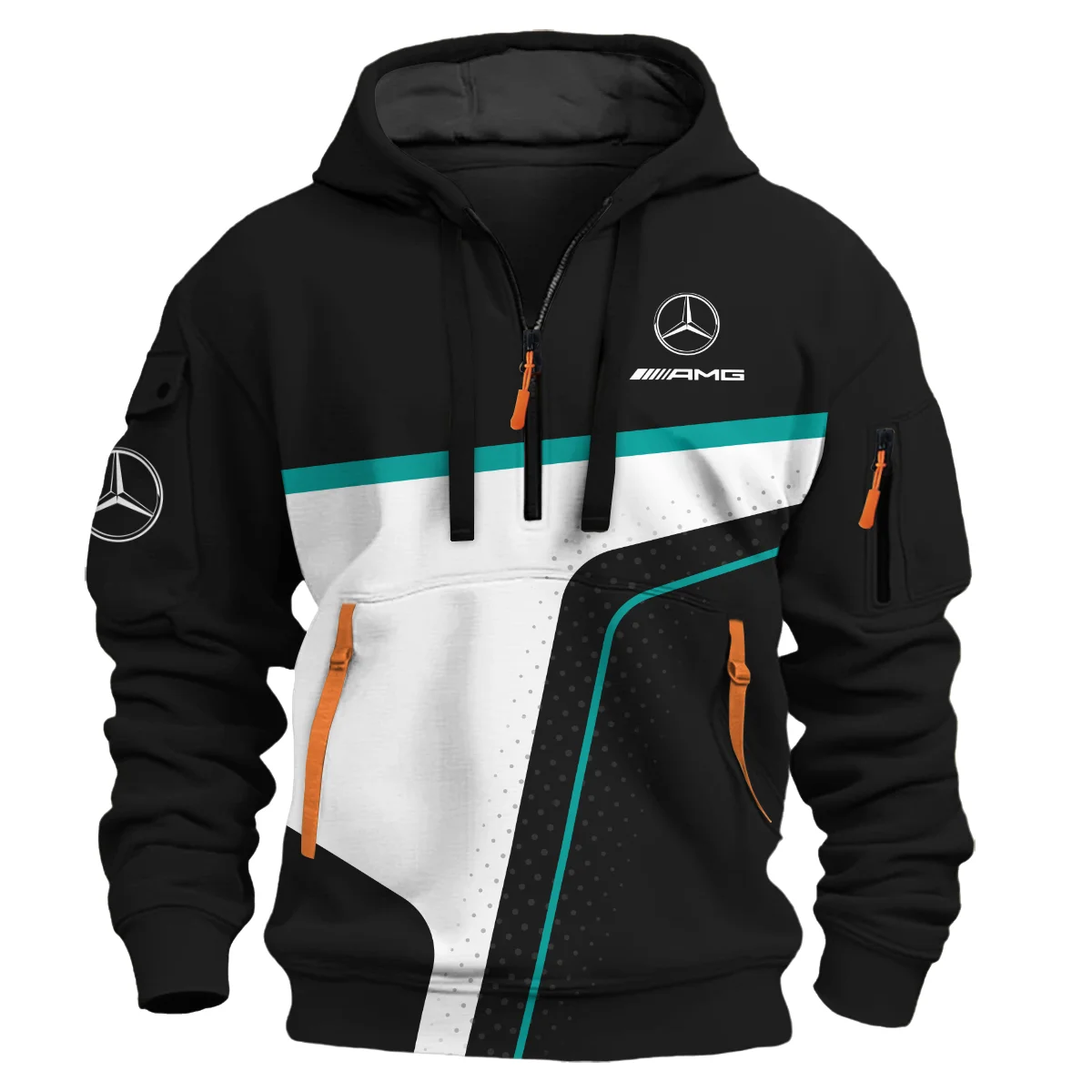 Limited Edition Mercedes-AMG Petronas F1 Logo Hoodie Half Zip BLMER6525A53HZ - Image 2