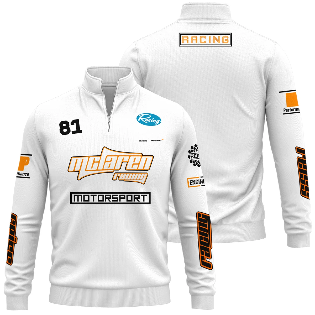 Limited Edition Oscar Piastri Reiss x McLaren - Quarter-Zip Sweatshirt Unisex Motorsport Apparel BLOP31125A1QZS