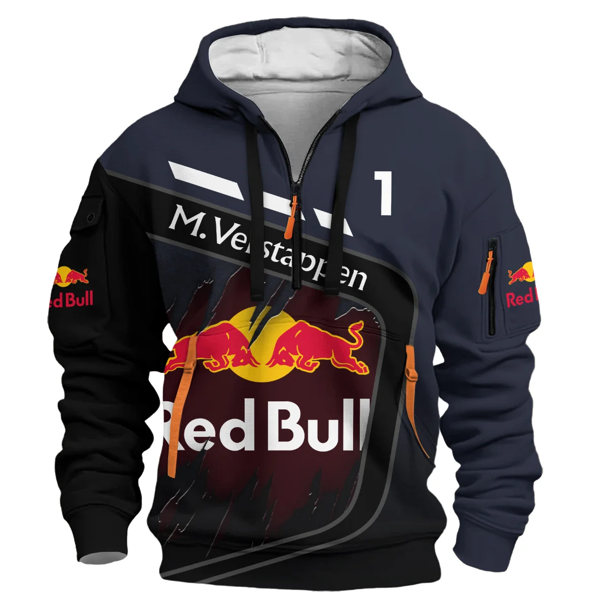Max Verstappen Red Bull Racing F1 Hoodie Half Zipper BLRBR20525A3HDF - Image 2