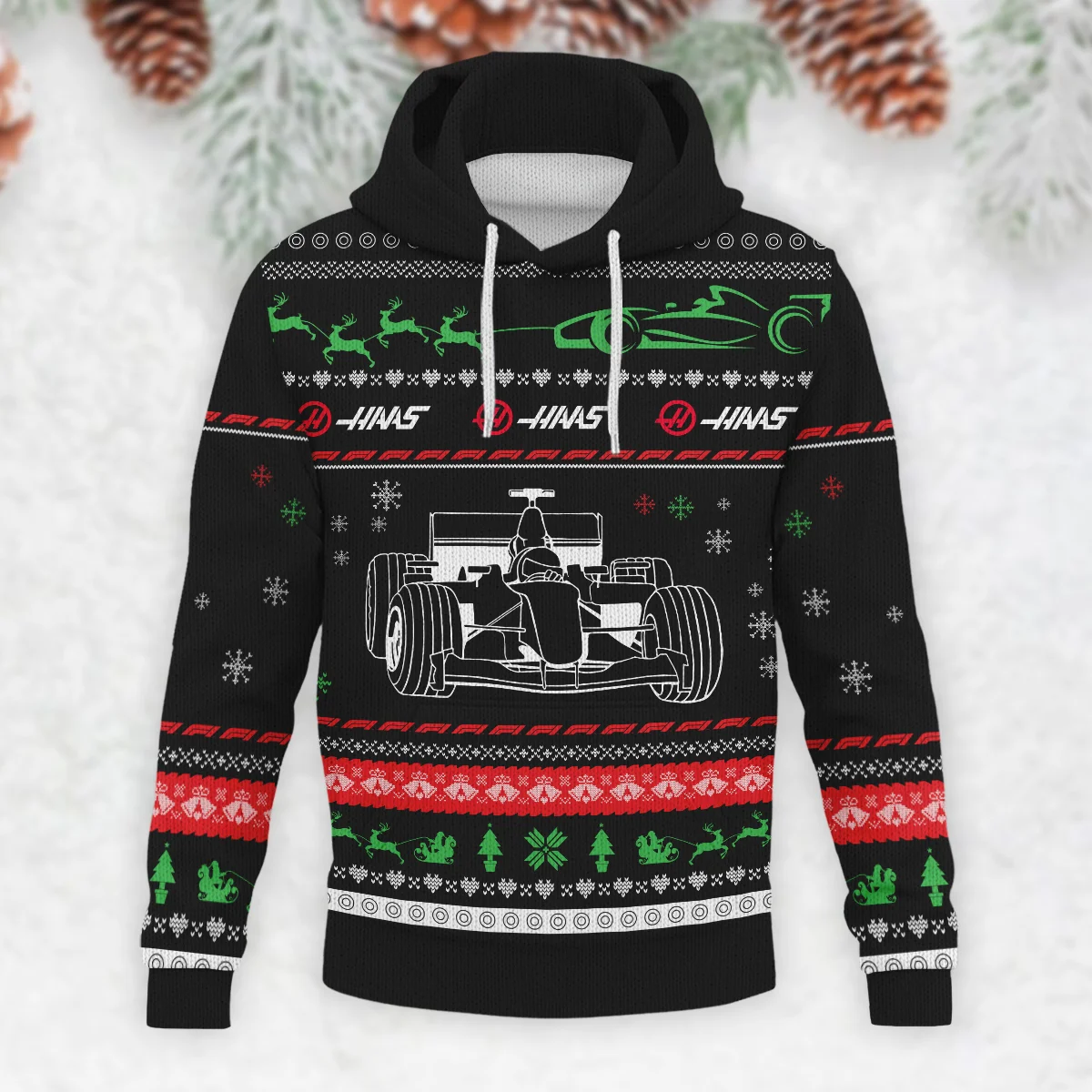 Merry Race-Mas Haas Formula 1 - Knitted Hoodie BLVAF12209250A11HAAS - Image 2