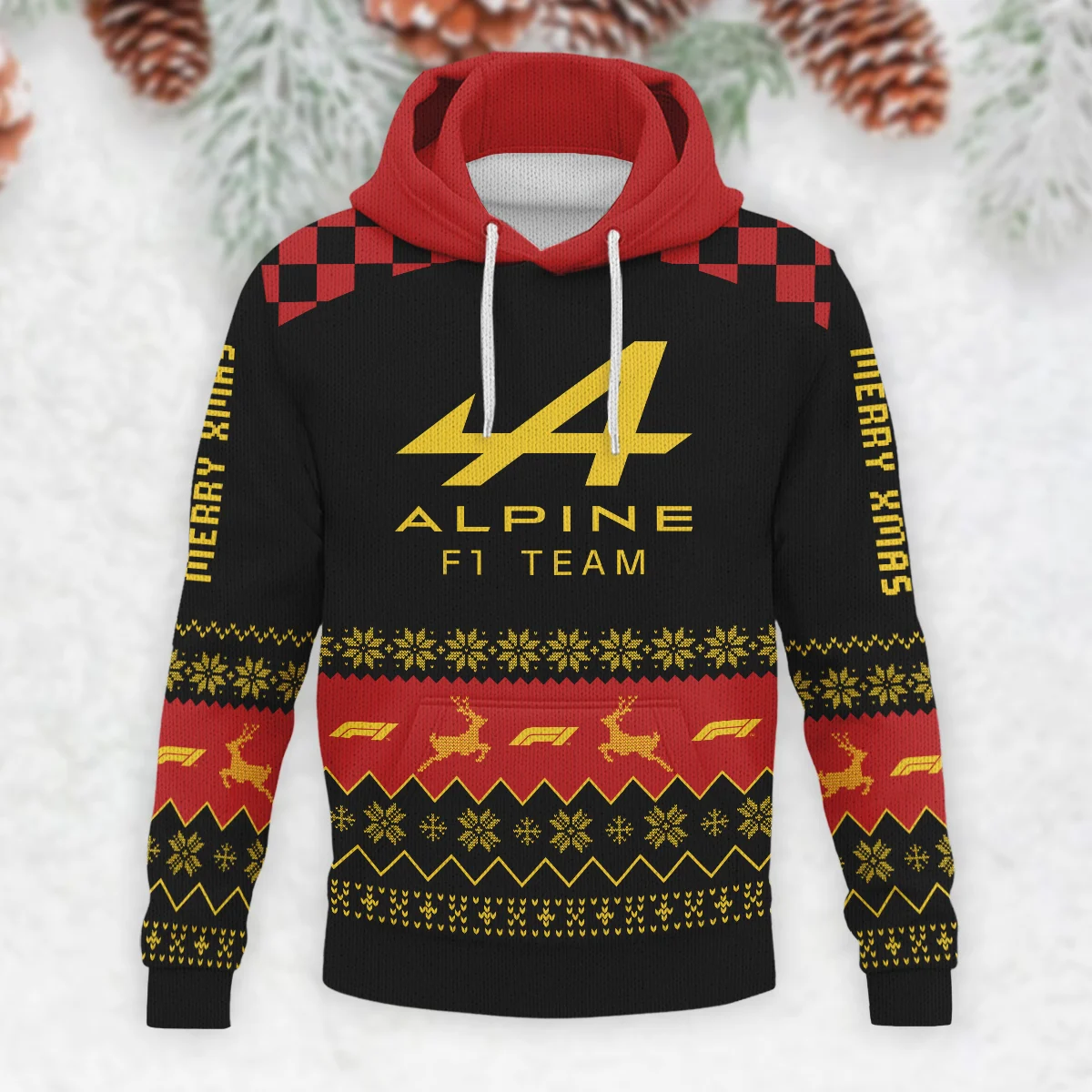Merry X-Mas Alpine Formula 1 - Knitted Hoodie BLVAF12209250A8ALP - Image 2