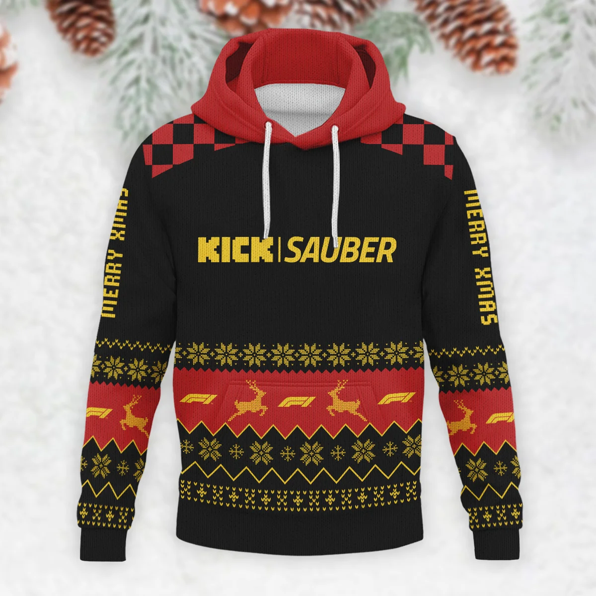 Merry X-Mas Kick Sauber Formula 1 - Knitted Hoodie BLVAF12209250A8KS - Image 2