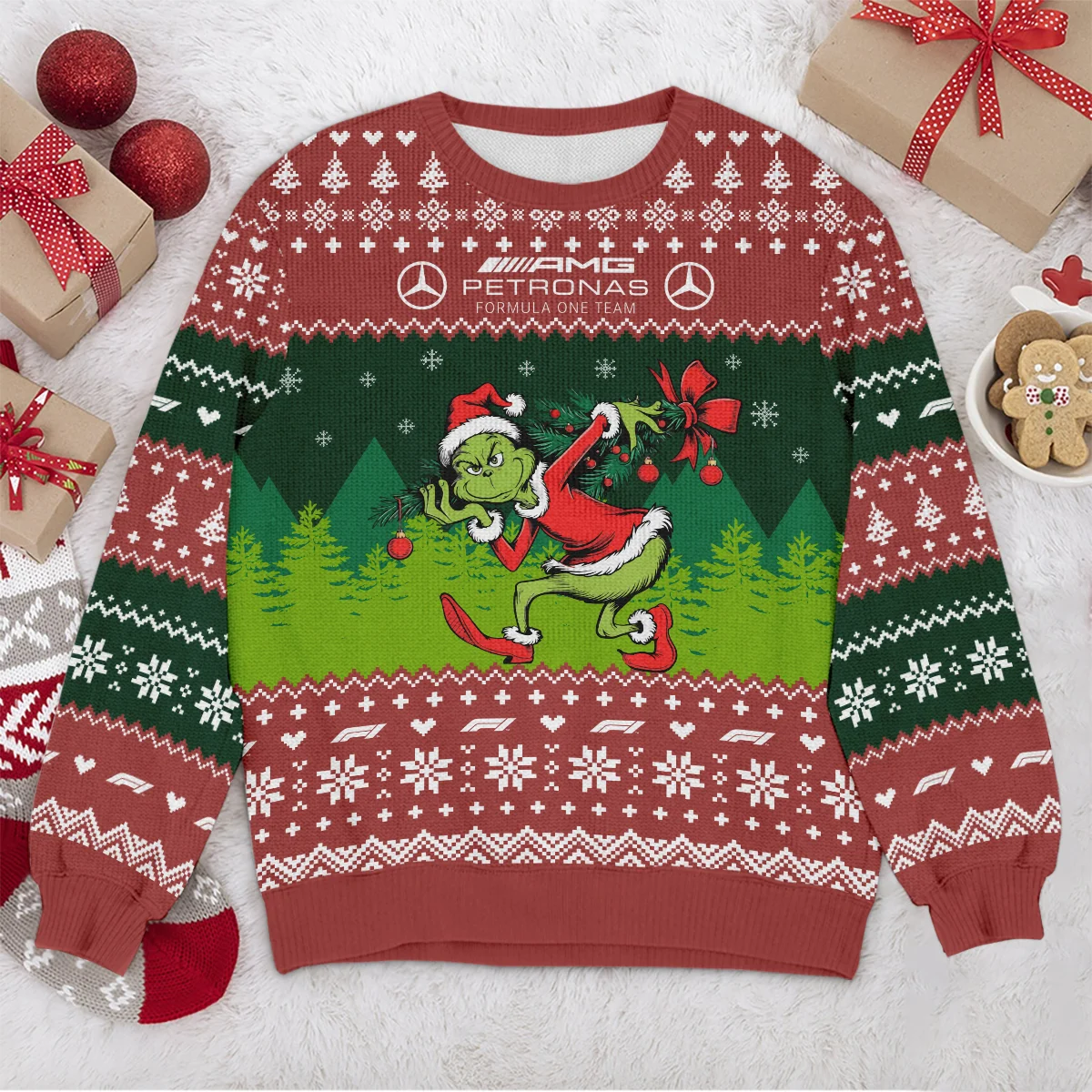 Mr.Grinch Mercedes Formula 1 - Ugly Sweater BLVAF1220925A19MER - Image 4