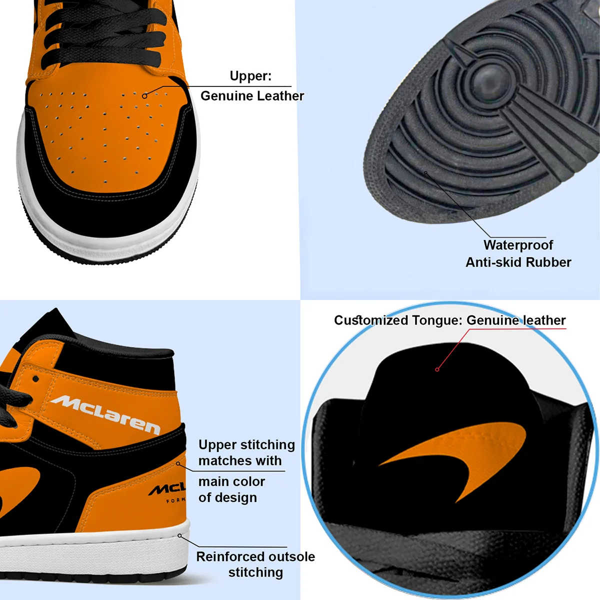 Orange Black Custom Shoes Logo Air Jordan 1 High BLMCL17725A2 - Image 4