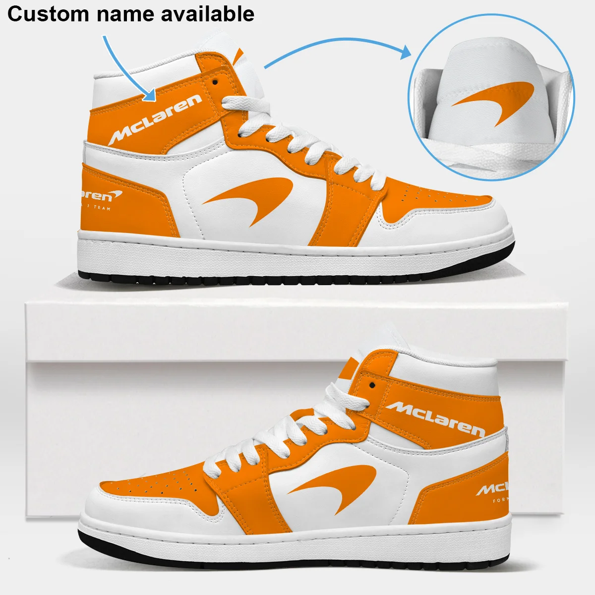 Orange White Custom Shoes Logo Air Jordan 1 High BLMCL17725A1