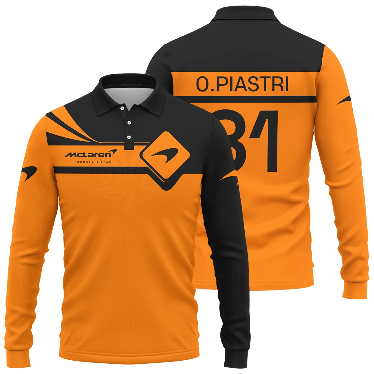 Oscar Piastri McLaren F1 Long Polo Shirt All Over Prints Unisex Motorsport Apparel BLMCL5525A4LPL