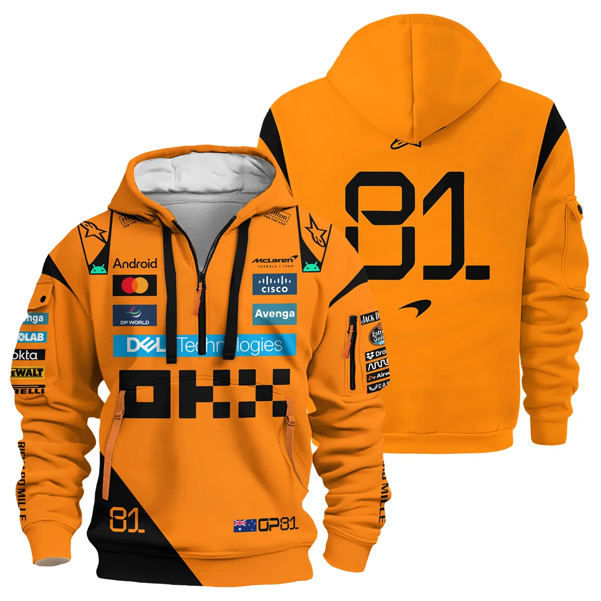 Oscar Piastri McLaren Formula One Hoodie Half Zipper Unisex Motorsport Apparel BLF1180525A3HDF