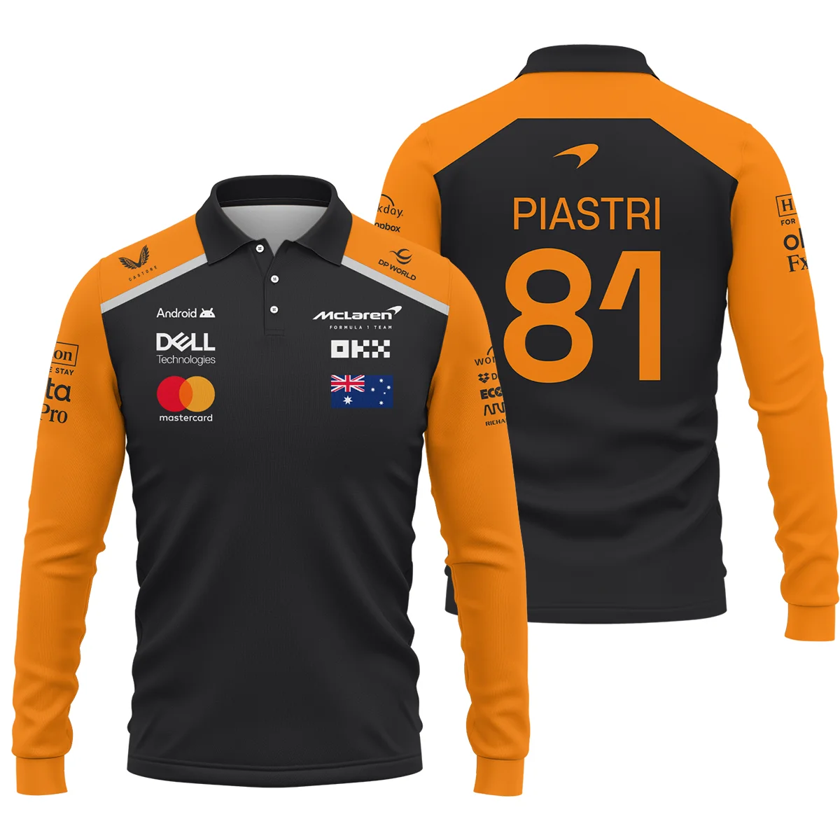Oscar Piastri McLaren Formula One Logo Long Polo Shirt Unisex Motorsport Apparel BLF1290325A4MCLLPL