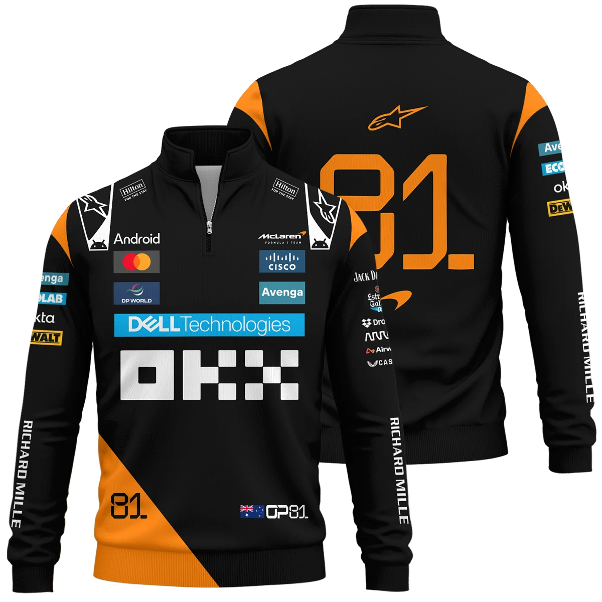 Oscar Piastri McLaren Formula One Quarter-Zip Sweatshirt Unisex Motorsport Apparel BLF1180525A4QZS