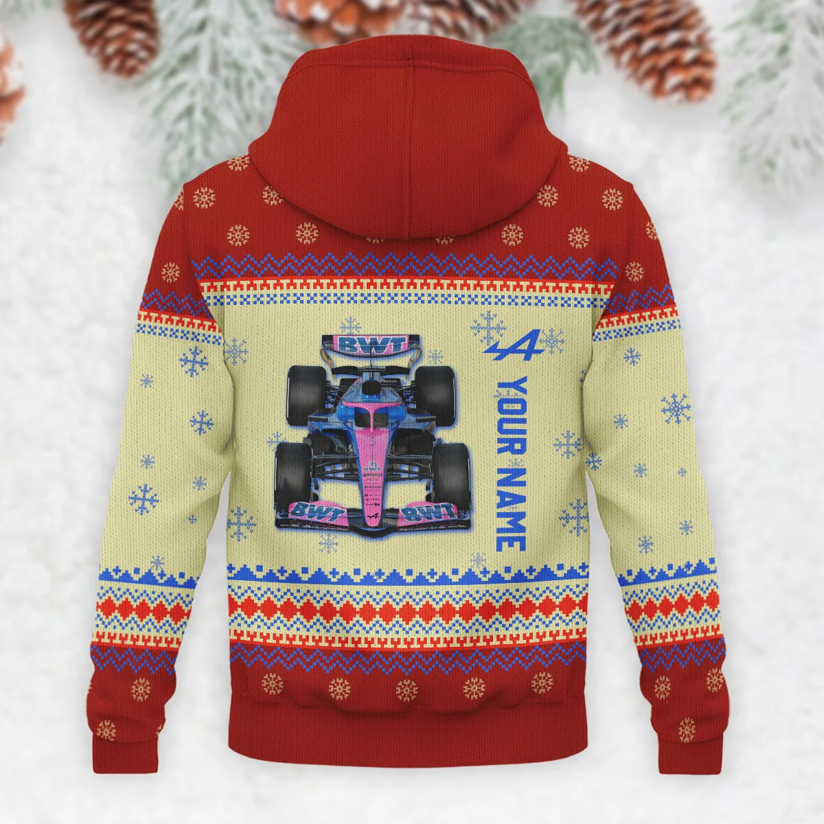 Personalised 2025 Car Alpine Formula 1 - Knitted Hoodie BLVAF12209250A24ALP - Image 3