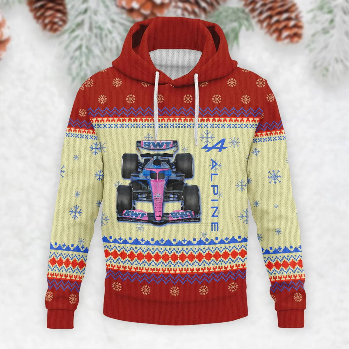 Personalised 2025 Car Alpine Formula 1 - Knitted Hoodie BLVAF12209250A24ALP - Image 2