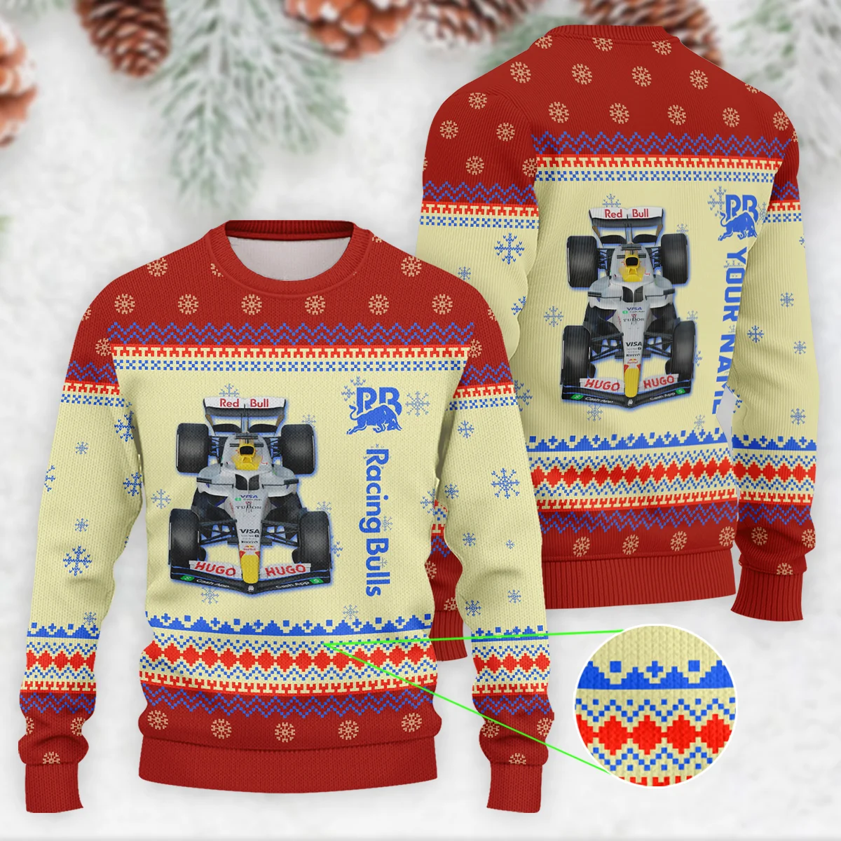 Personalised 2025 Car Racing Bulls Formula 1 - Ugly Sweater BLVAF1220925A24RAC