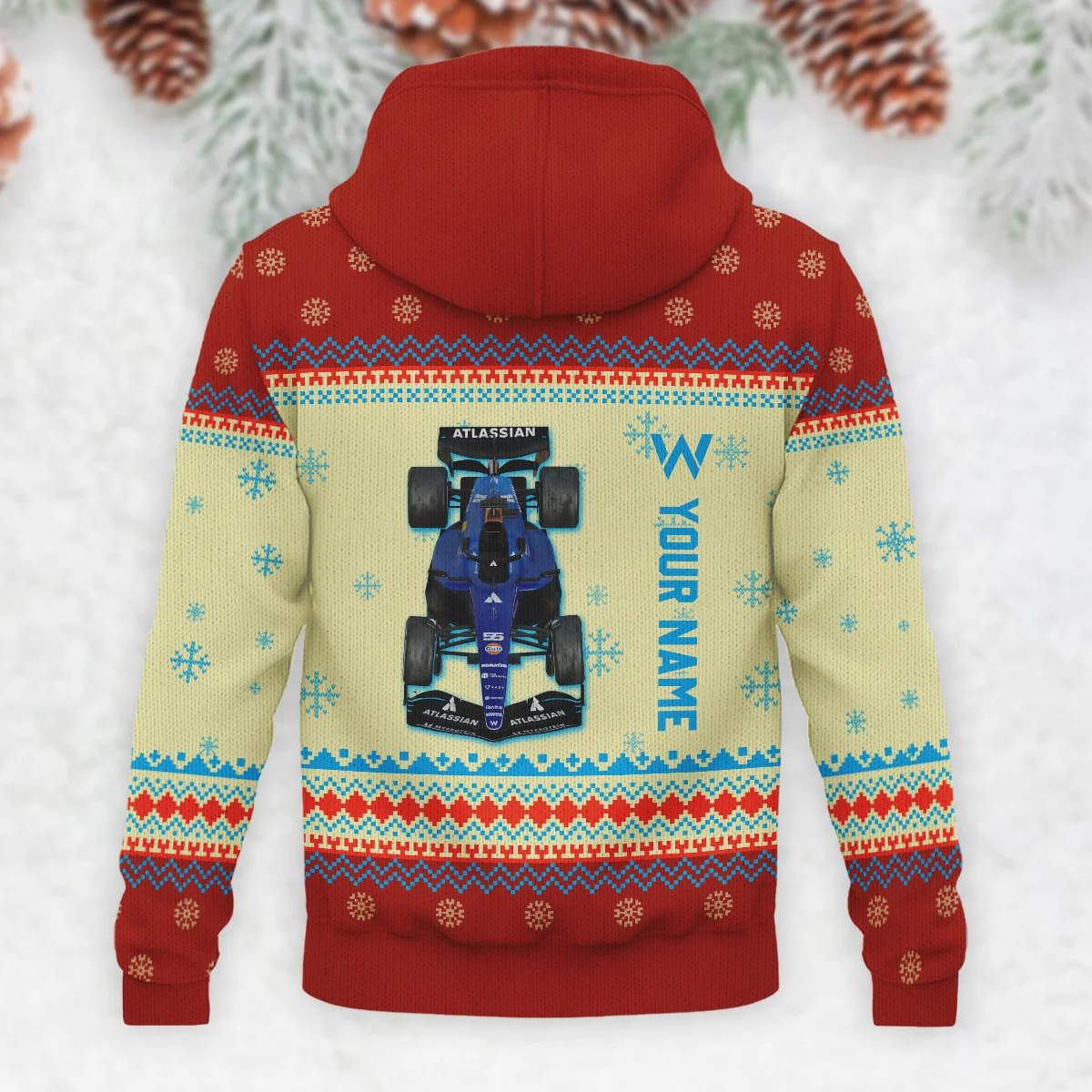 Personalised 2025 Car Williams Formula 1 - Knitted Hoodie BLVAF12209250A24WIL - Image 3
