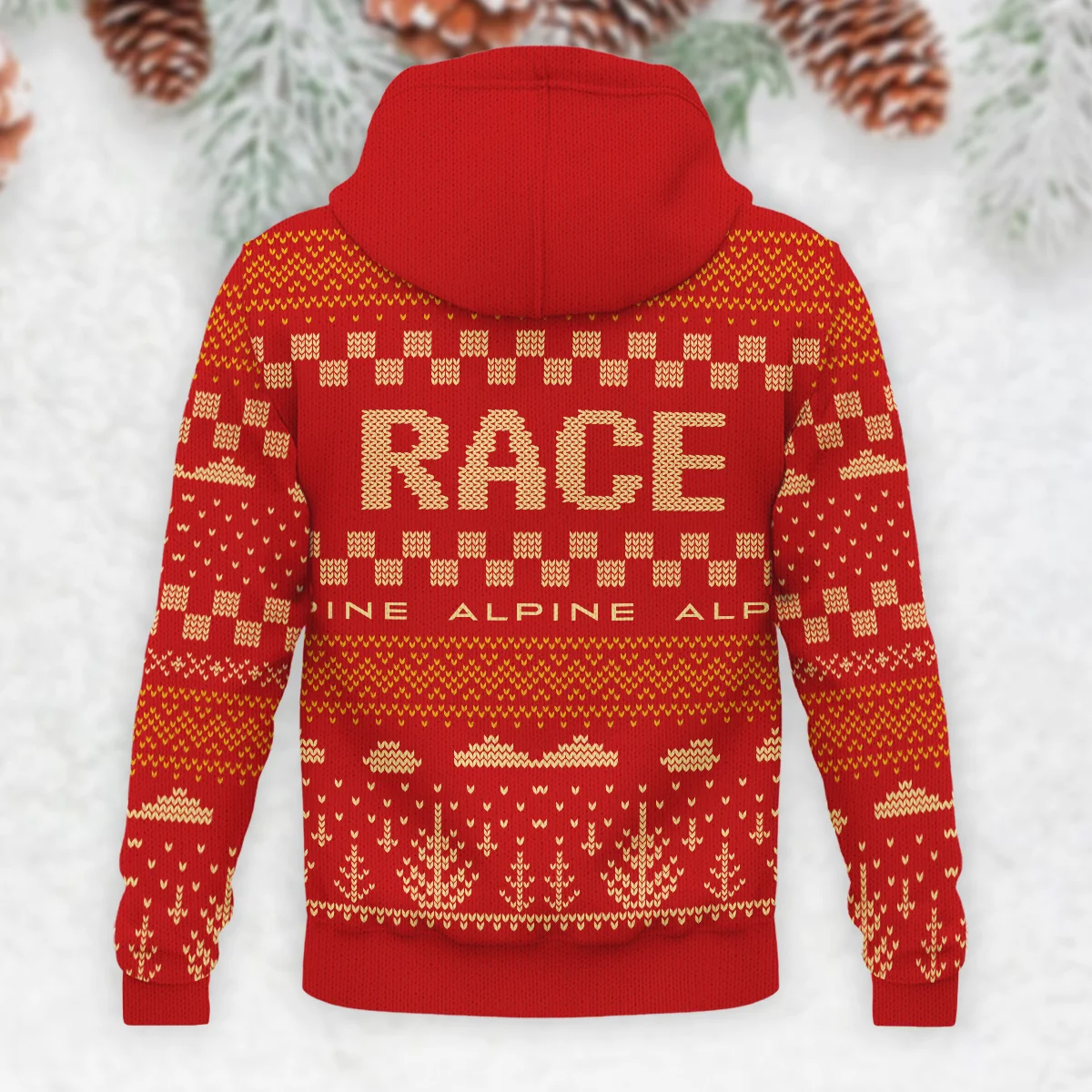 Race Xmas Pattern Alpine Formula 1 - Knitted Hoodie BLVAF12209250A30ALP - Image 3