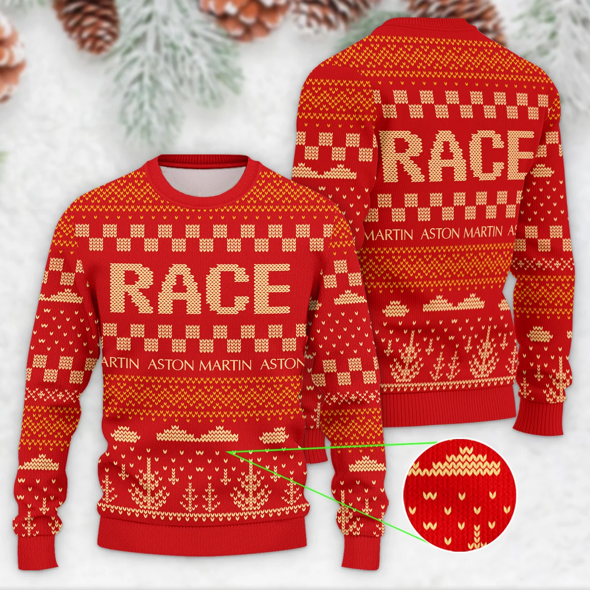 Race Xmas Pattern Aston Martin Formula 1 - Ugly Sweater BLVAF1220925A30AM