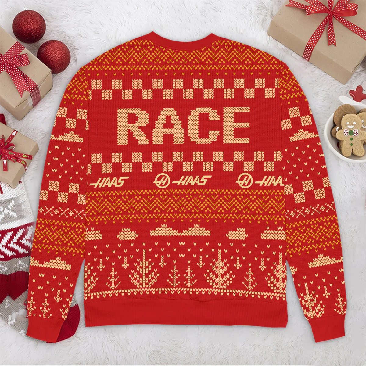 Race Xmas Pattern Haas Formula 1 - Ugly Sweater BLVAF1220925A30HAAS - Image 6