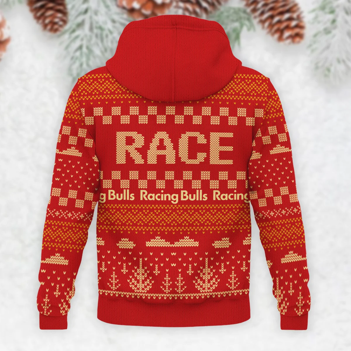 Race Xmas Pattern Racing Bulls Formula 1 - Knitted Hoodie BLVAF12209250A30RAC - Image 3