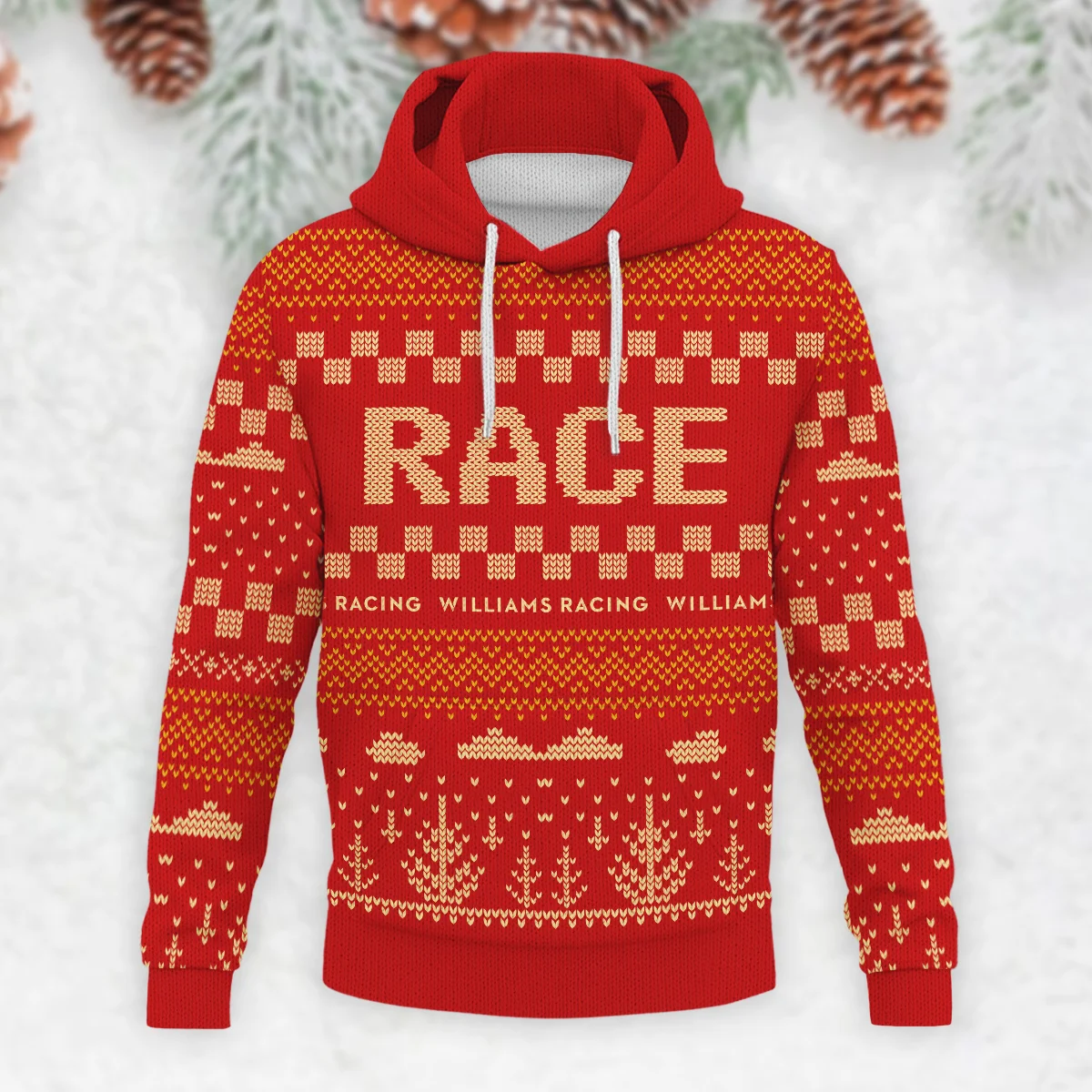 Race Xmas Pattern Williams Formula 1 - Knitted Hoodie BLVAF12209250A30WIL - Image 2