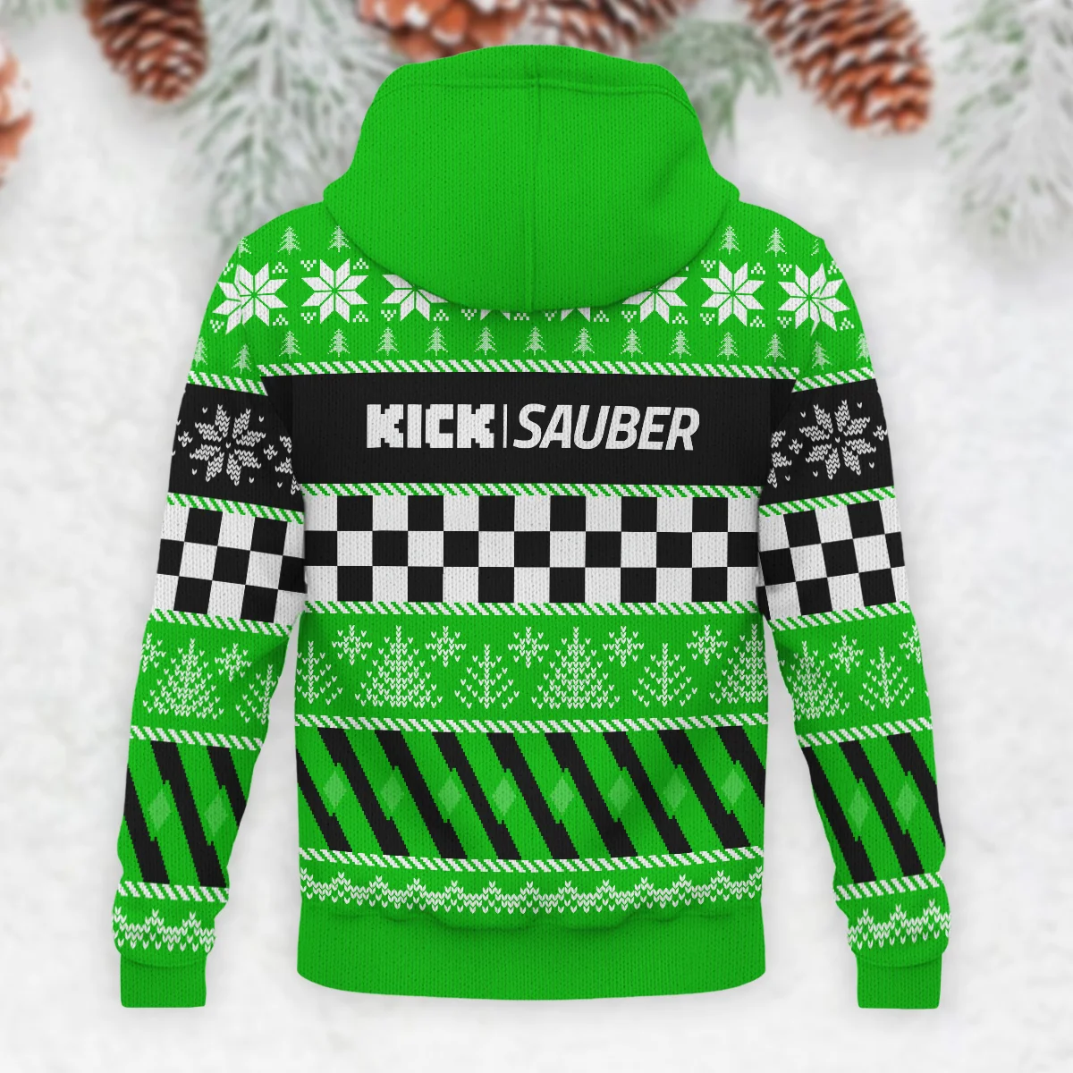 Racing Xmas Pattern Kick Sauber Formula 1 - Knitted Hoodie BLVAF12209250A28KS - Image 3