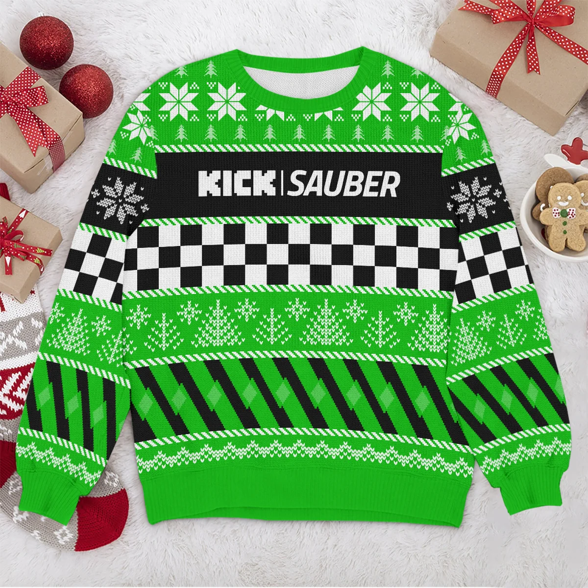 Racing Xmas Pattern Kick Sauber Formula 1 - Ugly Sweater BLVAF1220925A28KS - Image 4