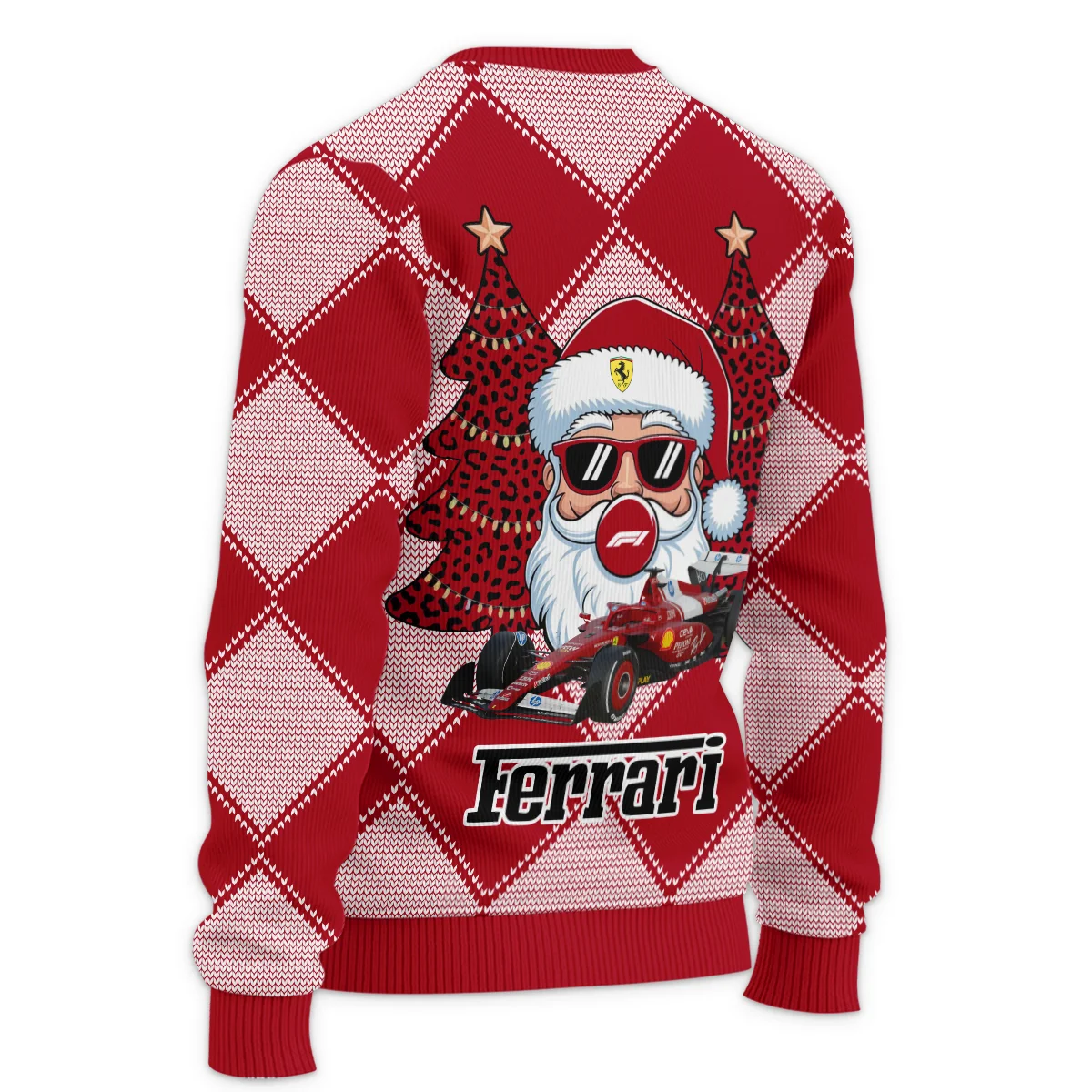 Santa Pinetree Car Ferrari Formula 1 - Ugly Sweater BLVAF1220925A25FRR - Image 5