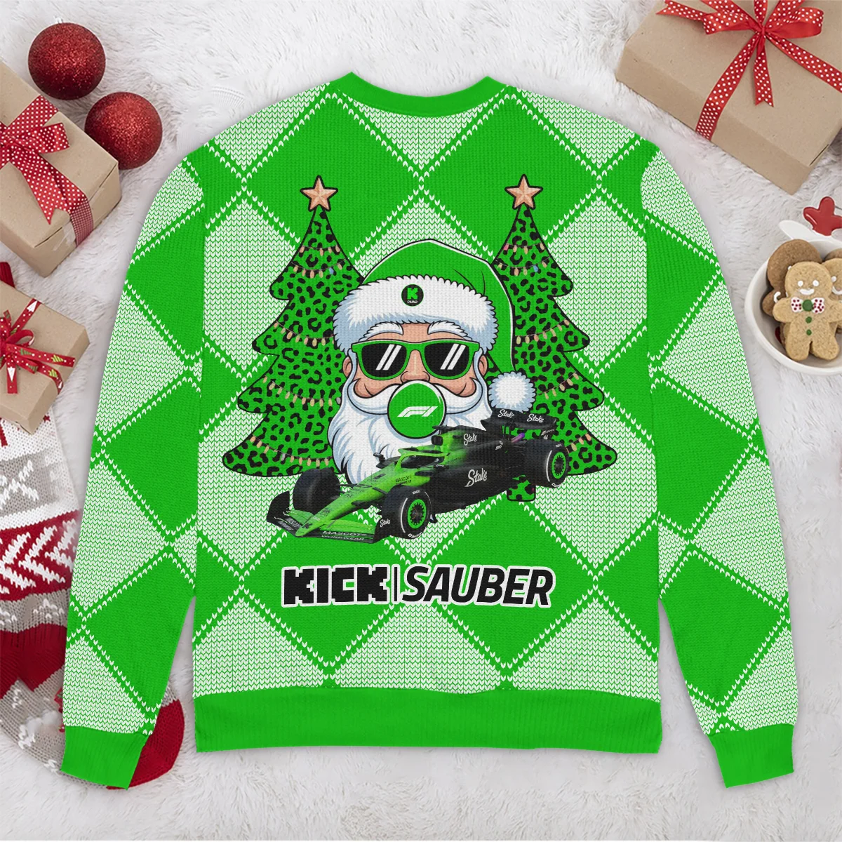 Santa Pinetree Car Kick Sauber Formula 1 - Ugly Sweater BLVAF1220925A25KS - Image 6