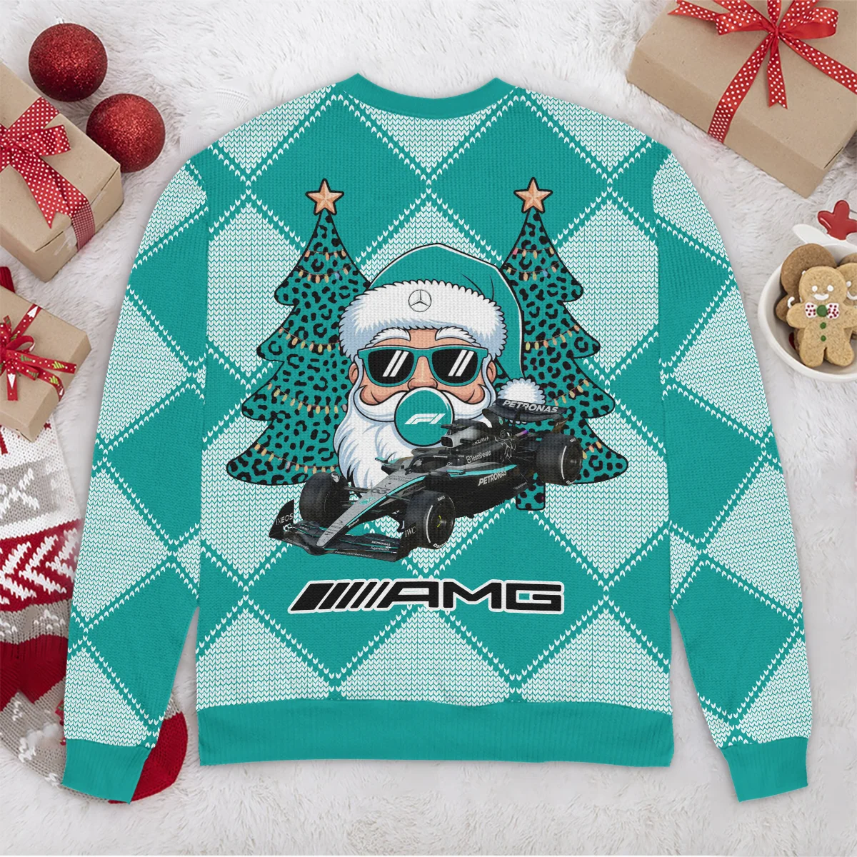 Santa Pinetree Car Mercedes Formula 1 - Ugly Sweater BLVAF1220925A25MER - Image 6