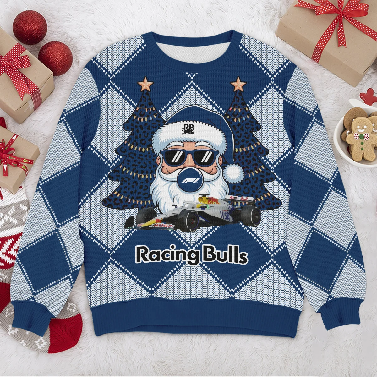 Santa Pinetree Car Racing Bulls Formula 1 - Ugly Sweater BLVAF1220925A25RAC - Image 4
