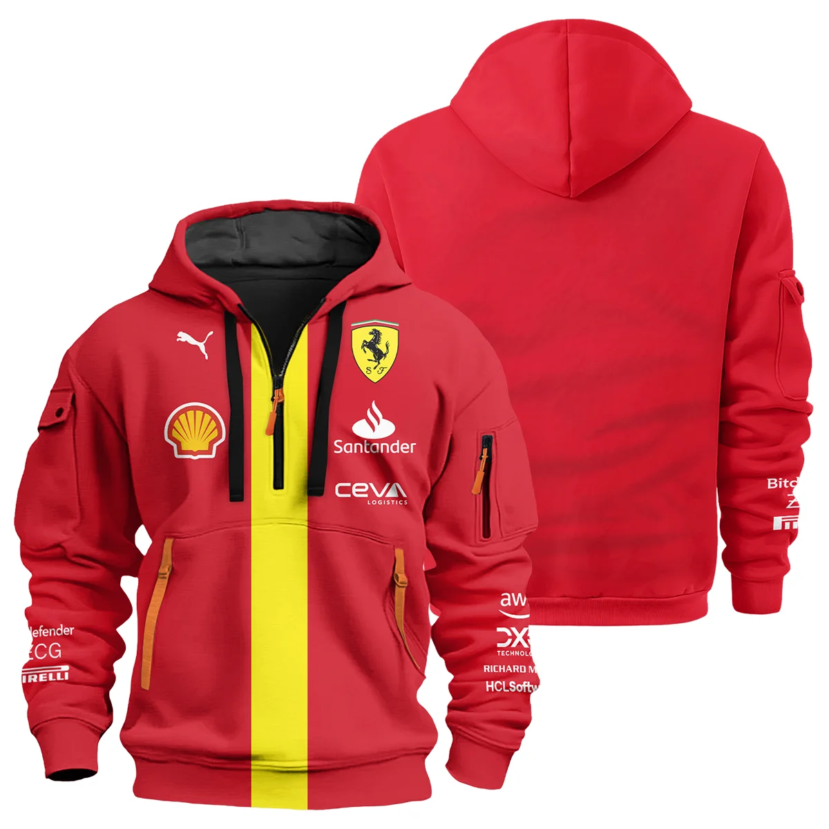 Scuderia Ferrari Racing F1 Logo Hoodie Half Zip Unisex Motorsport Apparel BLF1R19325A33HZ