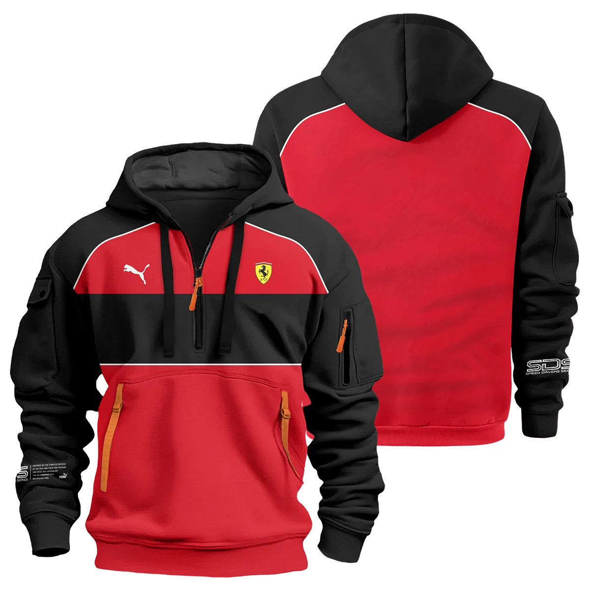 Scuderia Ferrari Racing F1 Logo Hoodie Half Zip Unisex Motorsport Apparel BLF1R19325A43HZ