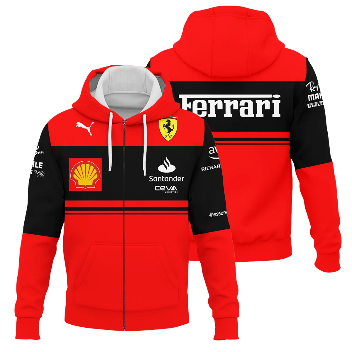 Scuderia Ferrari Racing F1 Logo Zipper Hoodie Unisex Motorsport Apparel BLF1R19325A1ZHD