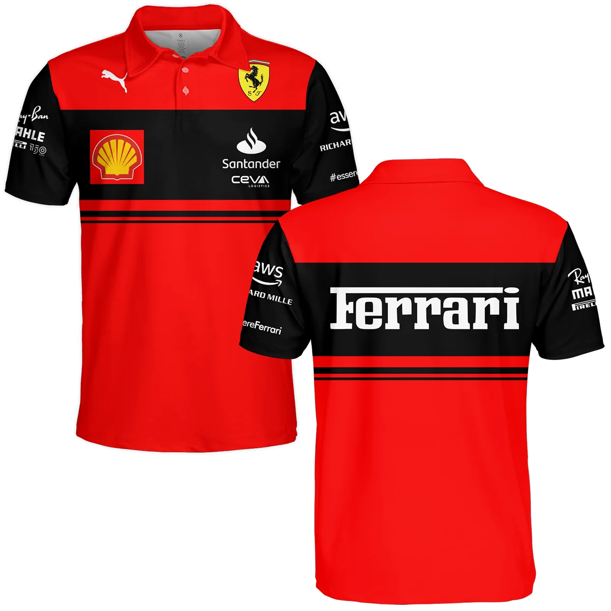 Scuderia Ferrari Racing F1 Polo Shirt All Over Prints Unisex Motorsport Apparel BLF1R19325A1PL