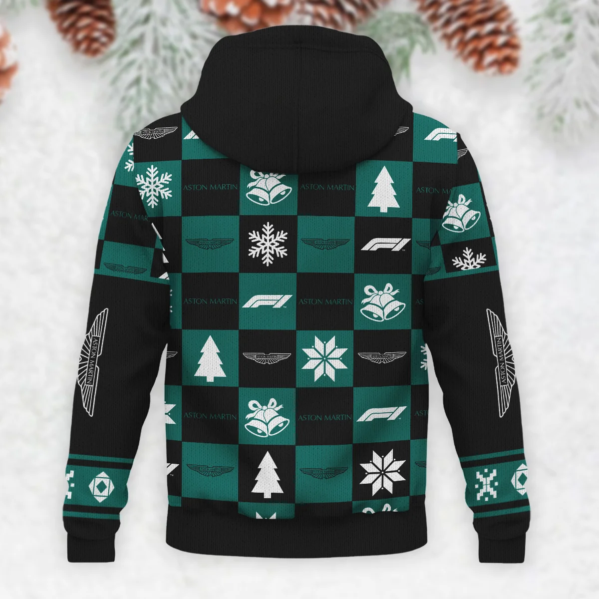 Square Pattern Aston Martin Formula 1 - Knitted Hoodie BLVAF12209250A33AM - Image 3