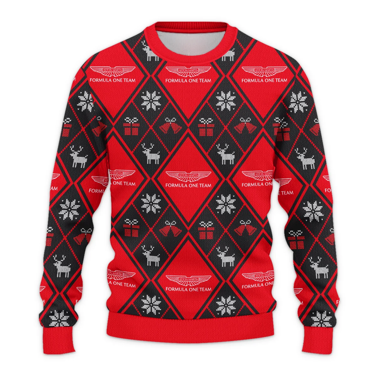 Square Xmas Pattern Aston Martin Formula 1 - Ugly Sweater BLVAF1220925A31AM - Image 2