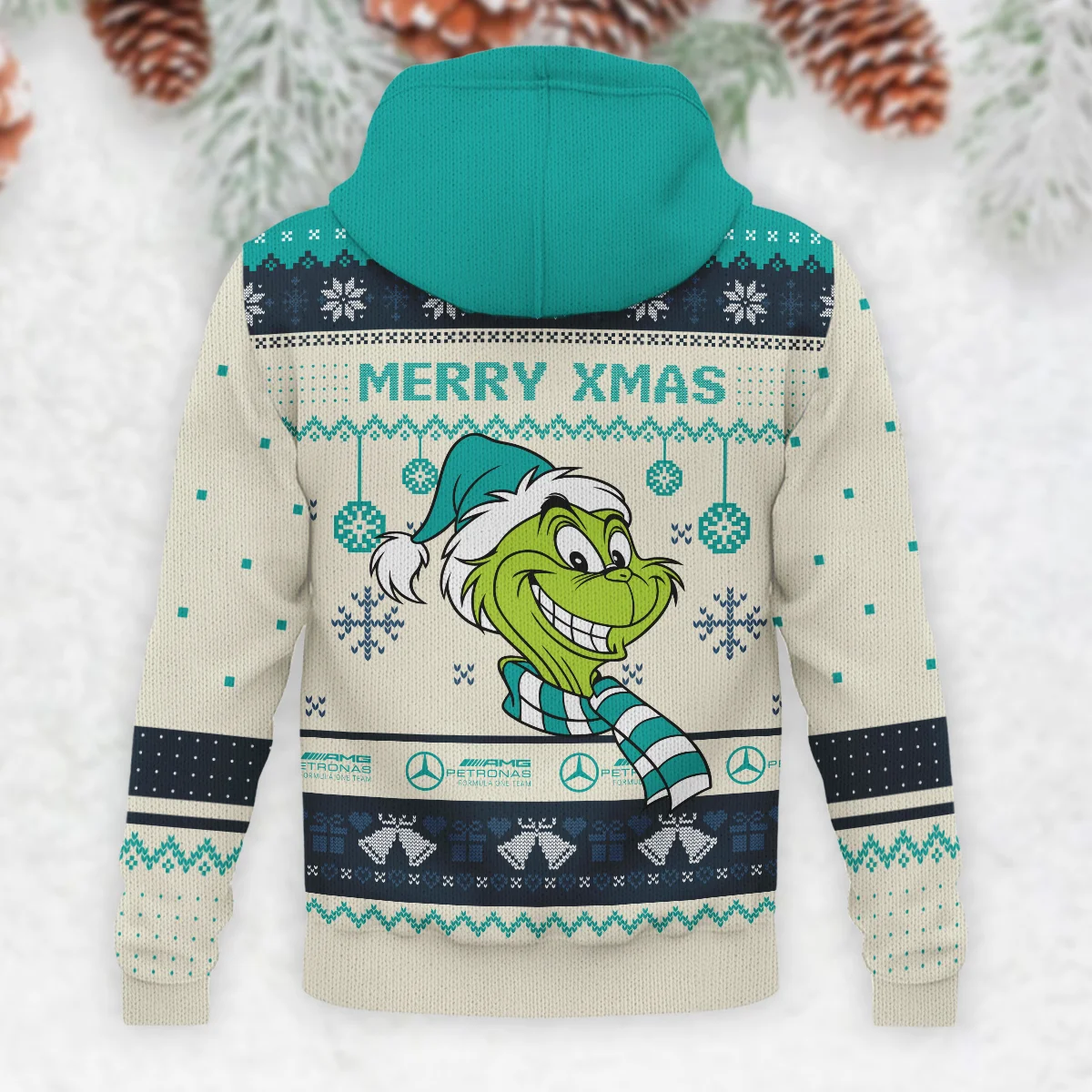 The Grinch x Mercedes Formula 1 - Knitted Hoodie BLVAF12209250A13MER - Image 3