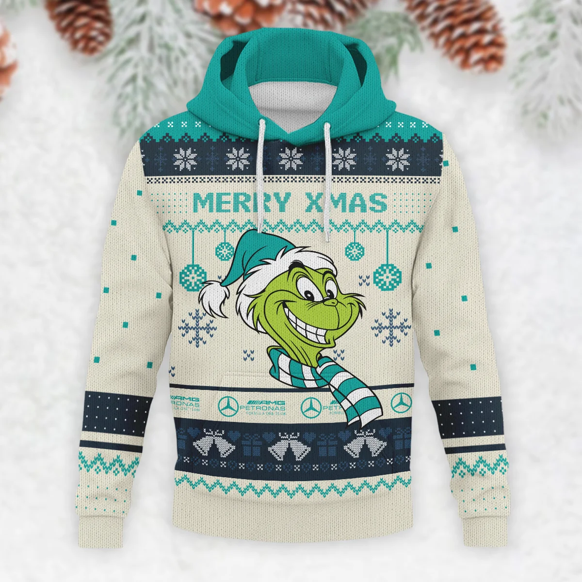 The Grinch x Mercedes Formula 1 - Knitted Hoodie BLVAF12209250A13MER - Image 2