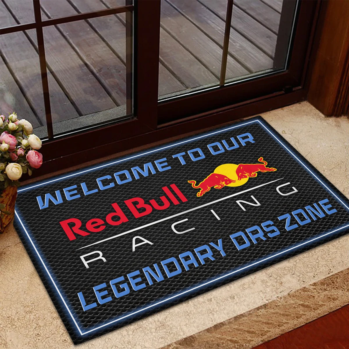 Welcome To Legendary DRS Zone Red Bull Racing F1 Rubber Base Doormat - All Over Print BLF1139A6RBR