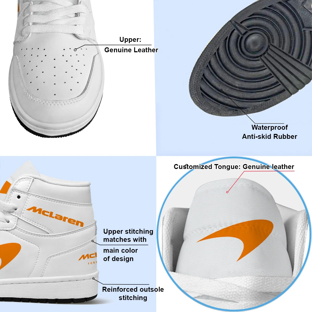 White Custom Shoes Logo Air Jordan 1 High BLMCL17725A5 - Image 4