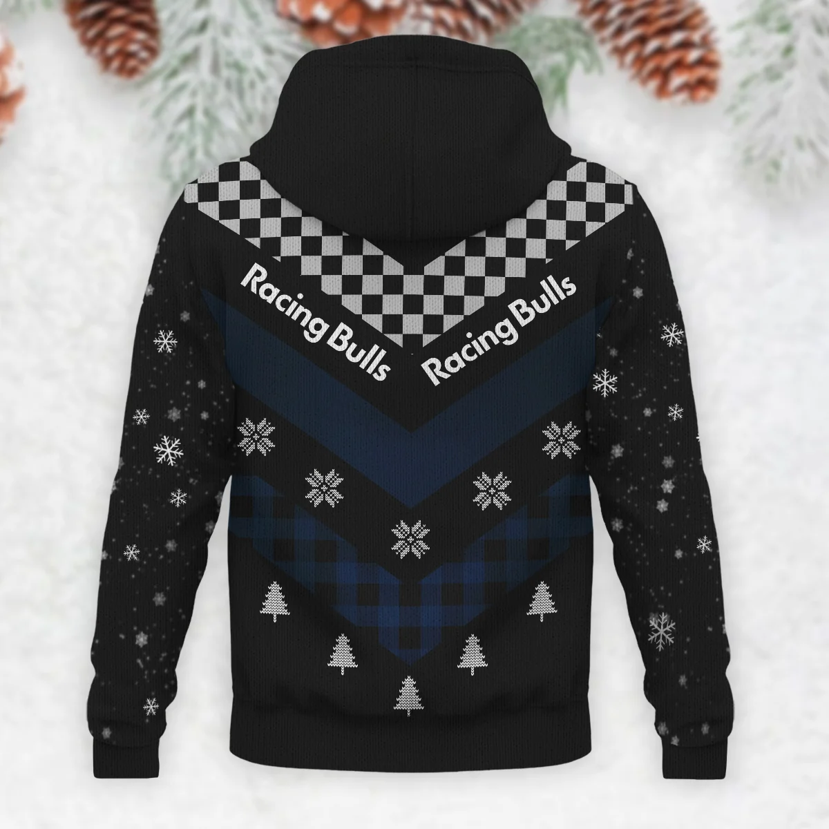 Winter Xmas Pattern Racing Bulls Formula 1 - Knitted Hoodie BLVAF12209250A32RAC - Image 3