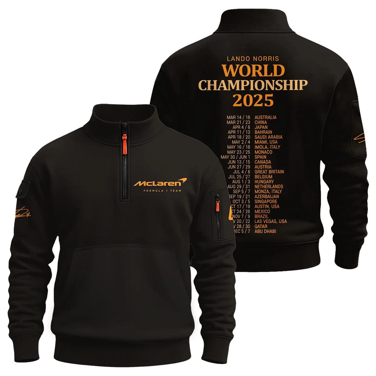 World Championship 2025 Lando Norris McLaren F1 Team Sweatshirt Zipper BLNRWDCA7SHZ